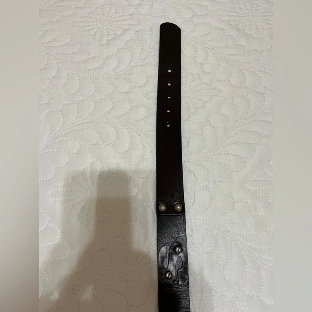 (18) Black Leather Belt with Silver Buckle